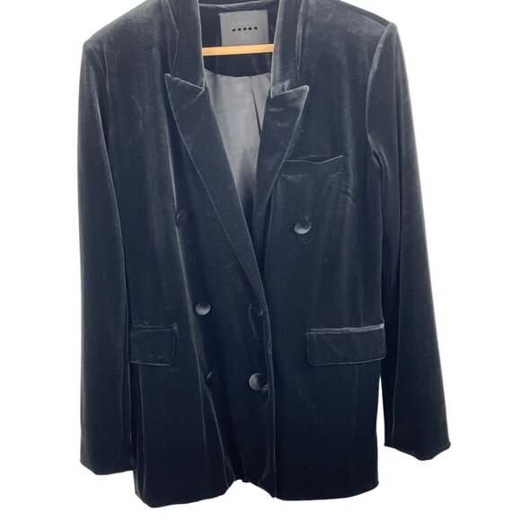 Blank NYC Black Velour Lined 1 Button Blazer Jacket Womens Size Medium - Picture 3 of 9